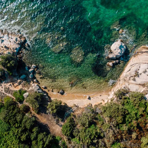 Secluded beach coves near 7Pines Resort Sardinia, perfect for a tranquil picnic.